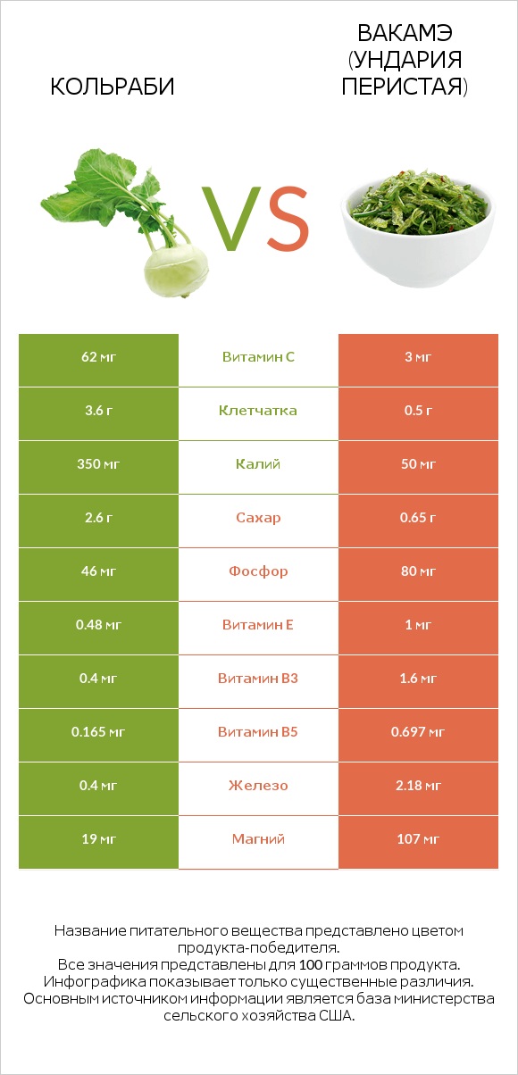 Кольраби vs Ундария перистая infographic