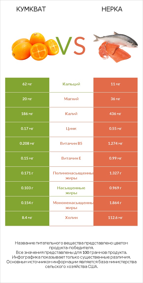 Кумкват vs Нерка infographic