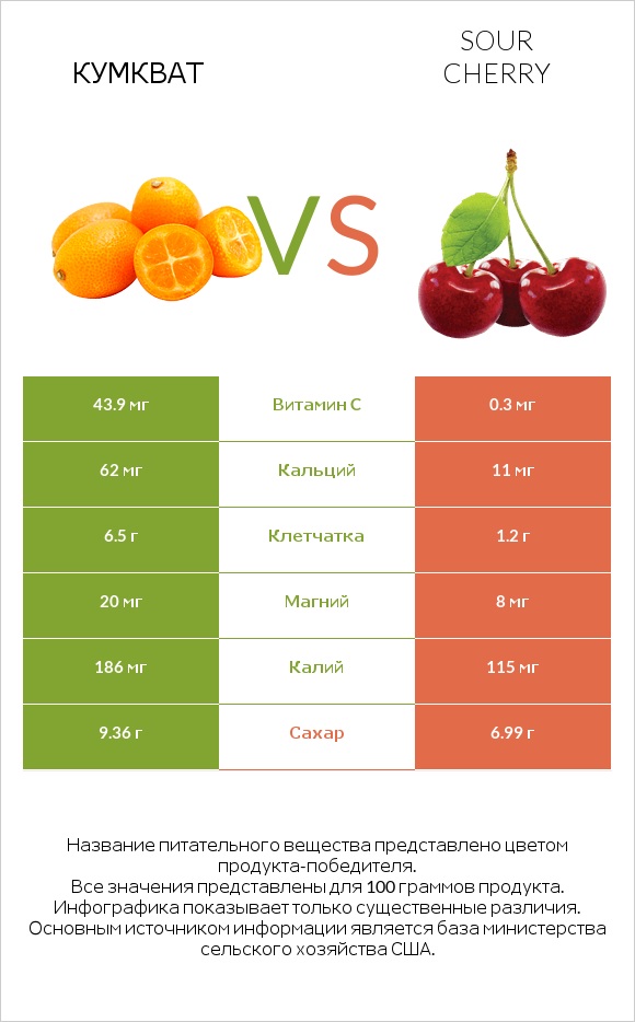 Кумкват vs Sour cherry infographic
