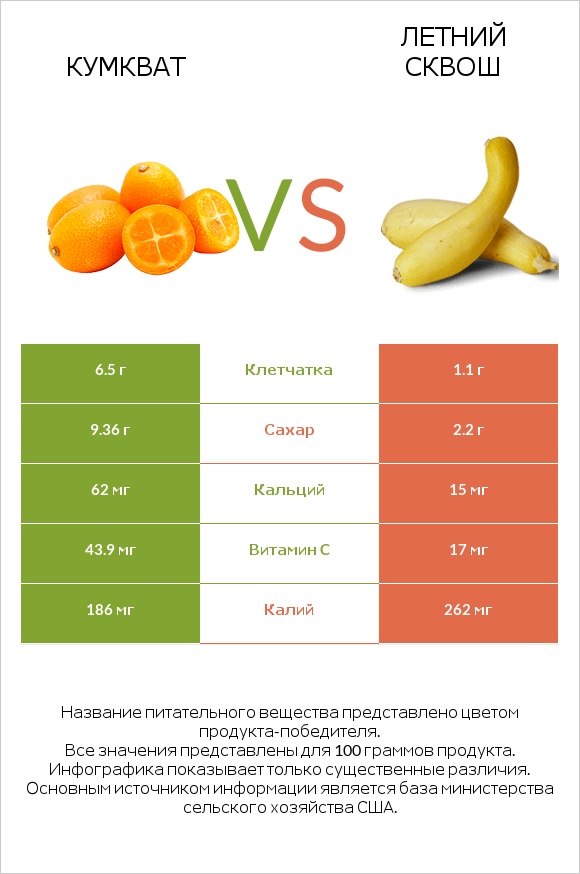 Кумкват vs Летний сквош infographic