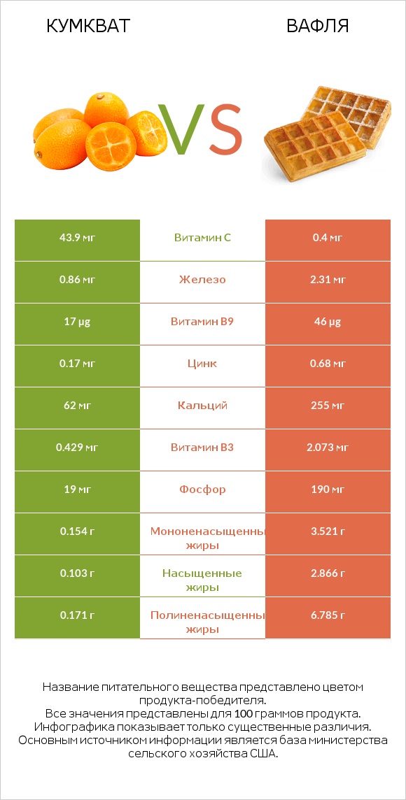 Кумкват vs Вафля infographic