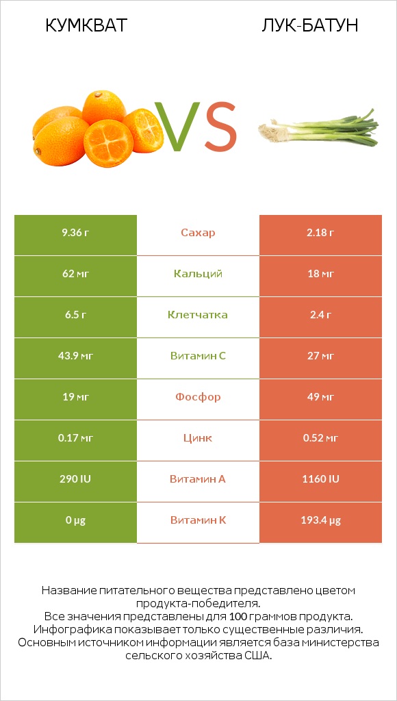 Кумкват vs Лук-батун infographic