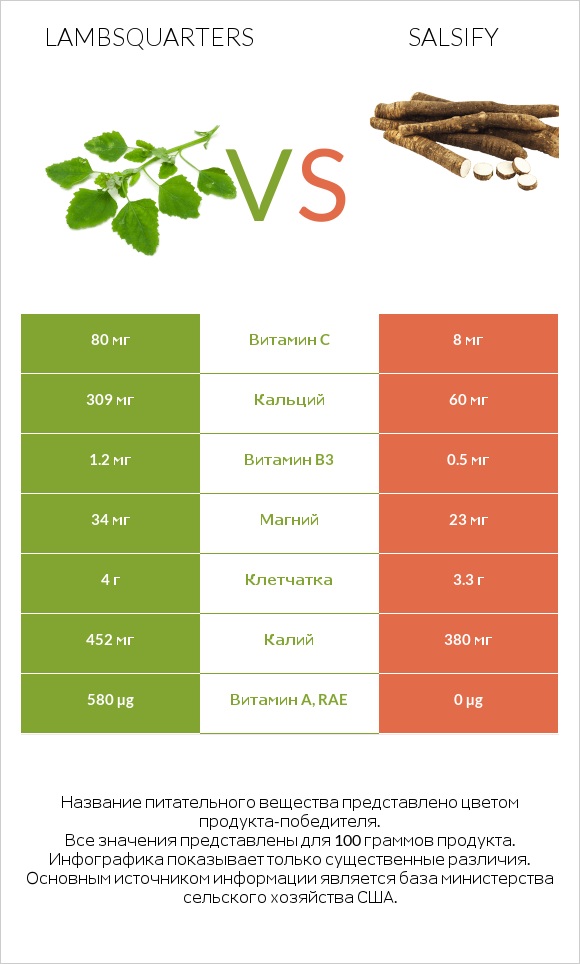 Lambsquarters vs Salsify infographic