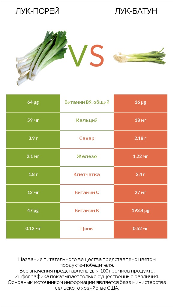 Лук-порей vs Лук-батун infographic