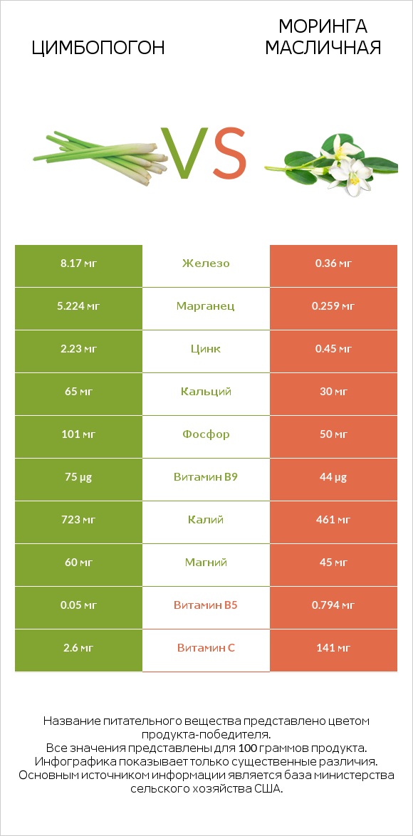 Цимбопогон vs Моринга масличная infographic