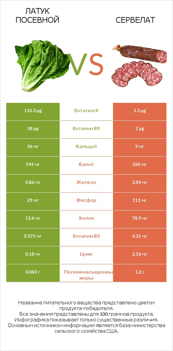 Латук посевной vs Сервелат infographic