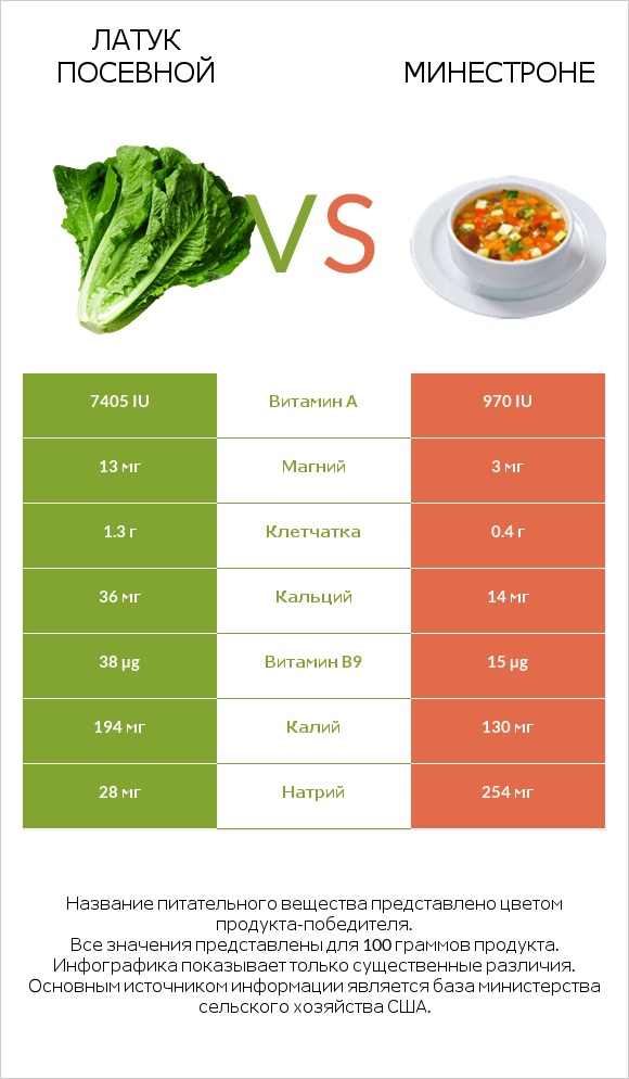 Латук посевной vs Минестроне infographic