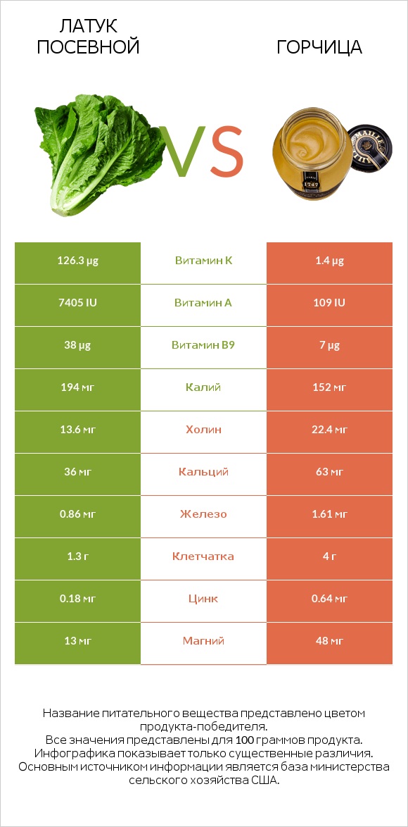 Латук посевной vs Горчица infographic