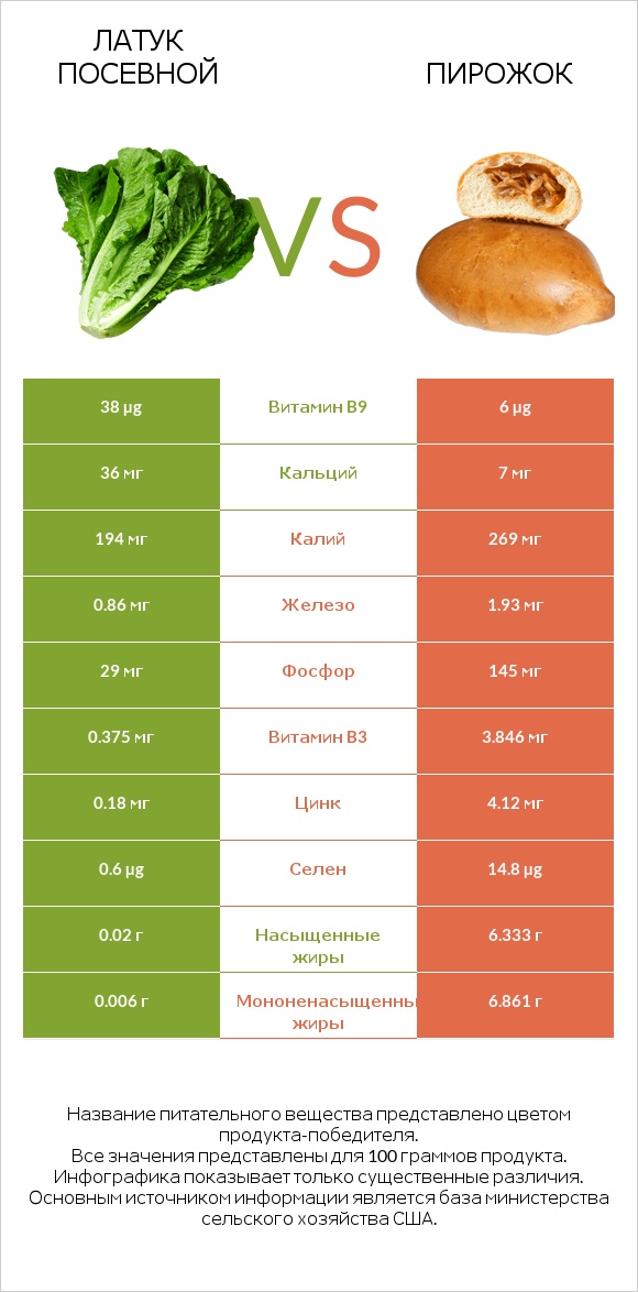 Латук посевной vs Пирожок infographic
