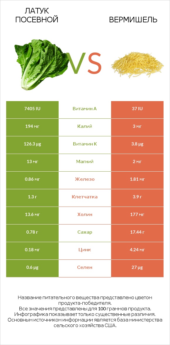 Латук посевной vs Вермишель infographic