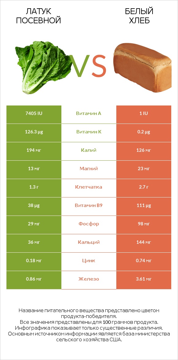 Латук посевной vs Белый Хлеб infographic