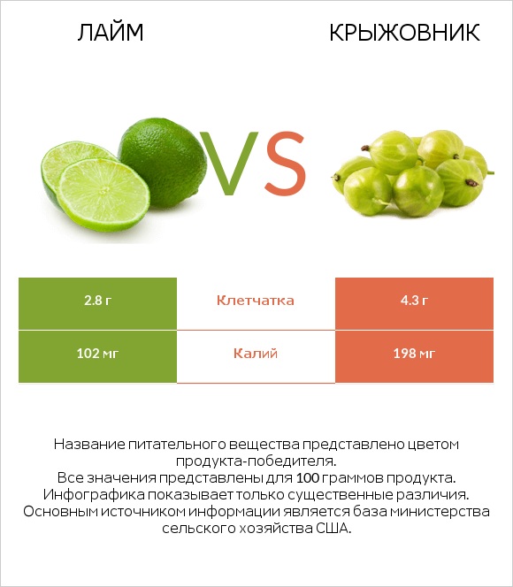 Лайм vs Крыжовник infographic