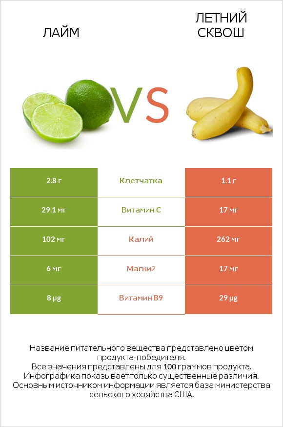 Лайм vs Летний сквош infographic