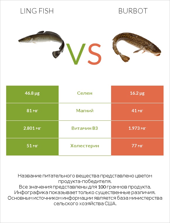 Ling fish vs Burbot infographic