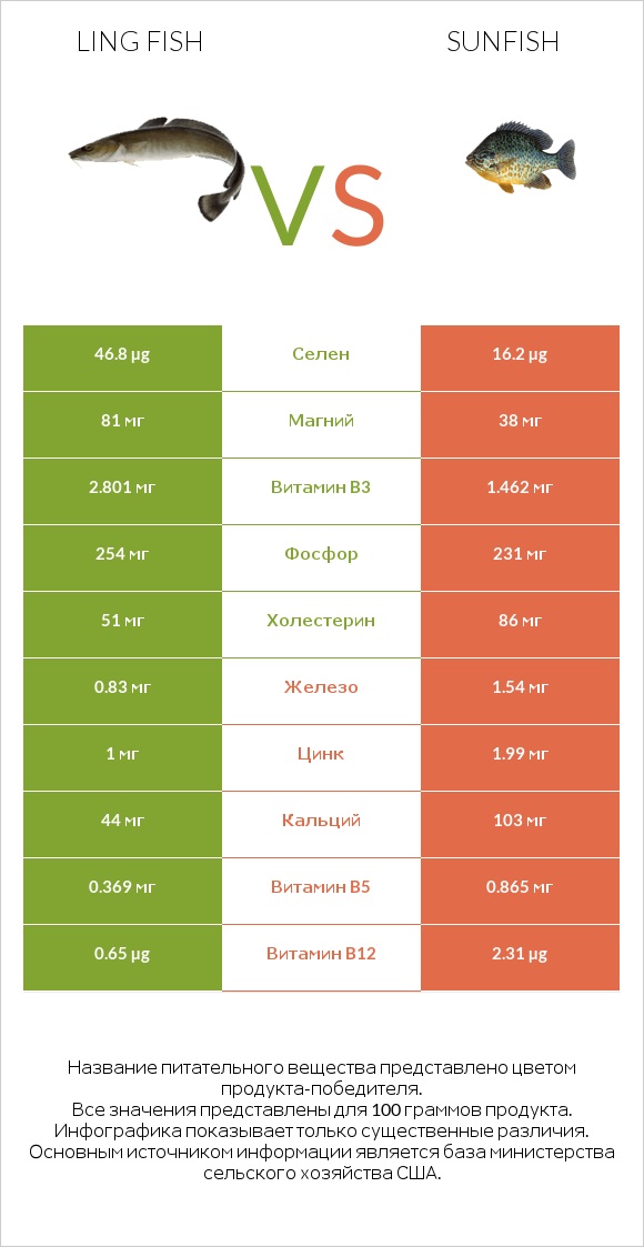 Ling fish vs Sunfish infographic