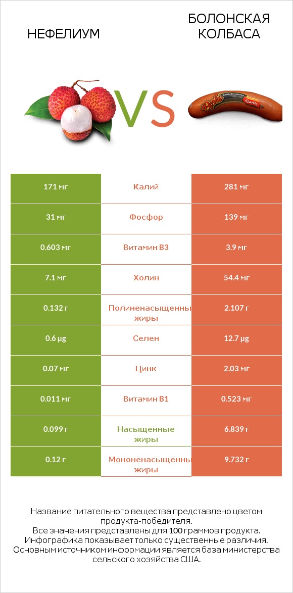 Нефелиум vs Болонская колбаса infographic