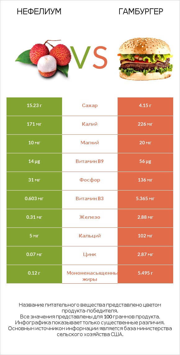 Нефелиум vs Гамбургер infographic