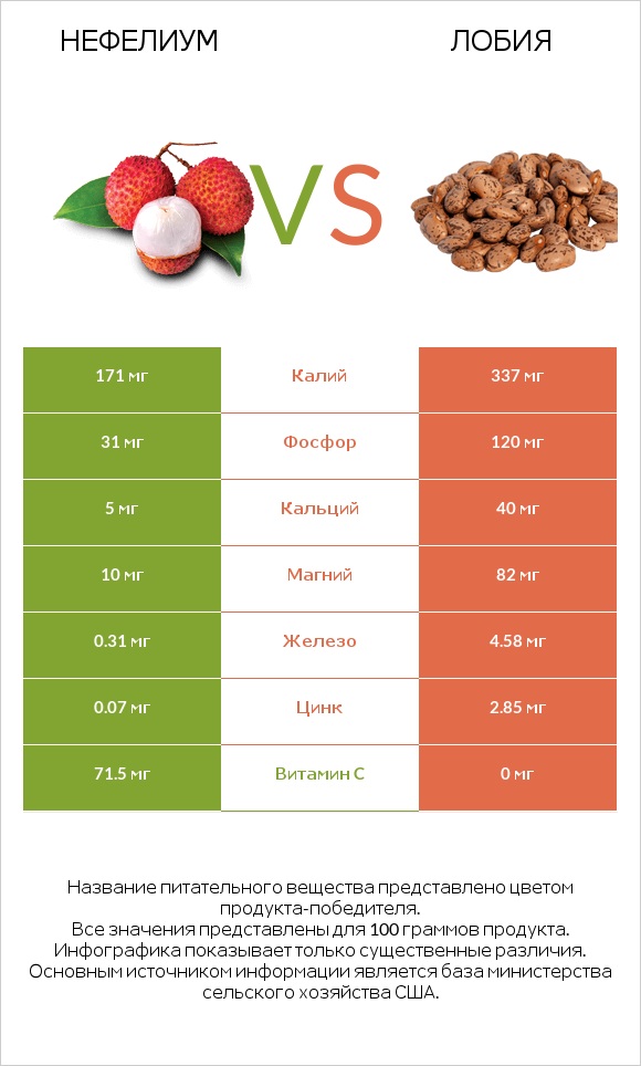 Нефелиум vs Лобия infographic