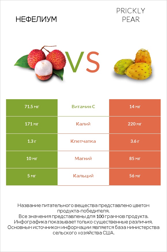 Нефелиум vs Prickly pear infographic