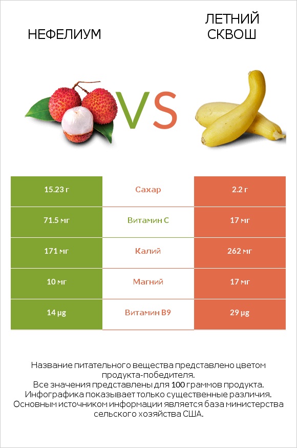 Нефелиум vs Летний сквош infographic