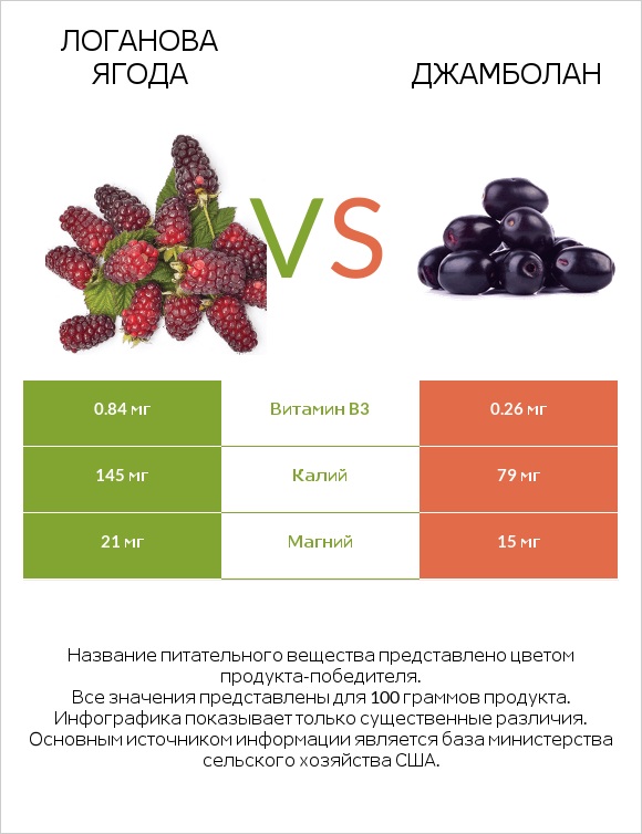 Логанова ягода vs Джамболан infographic