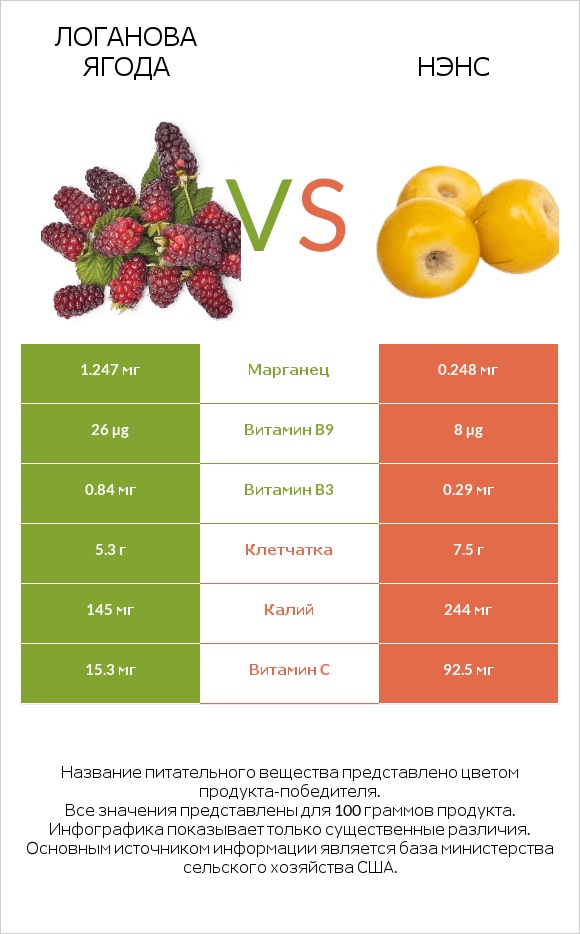 Логанова ягода vs Нэнс infographic