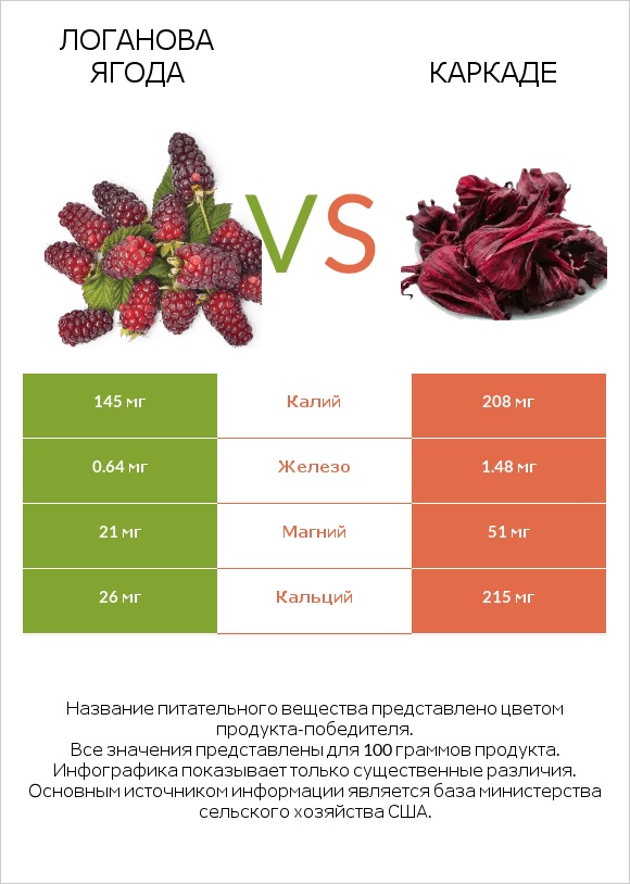 Логанова ягода vs Каркаде infographic