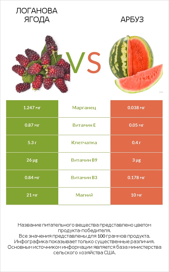 Логанова ягода vs Арбуз infographic