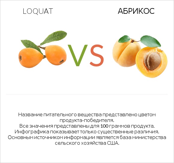 Loquat vs Абрикос infographic