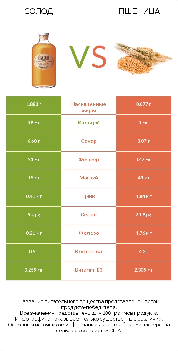 Солод vs Пшеница infographic