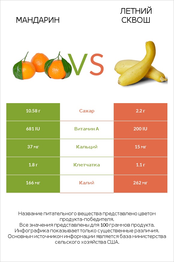 Мандарин vs Летний сквош infographic