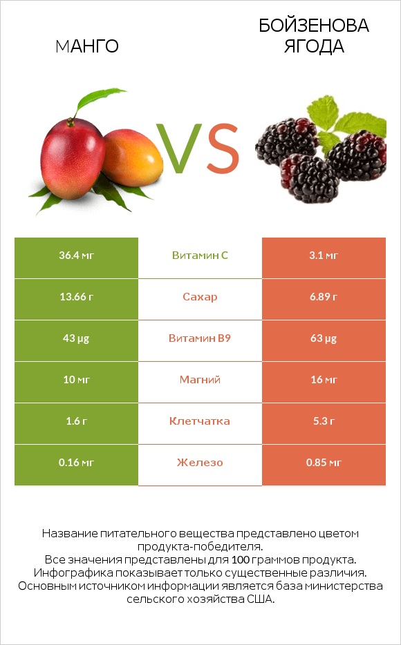 Mанго vs Бойзенова ягода infographic