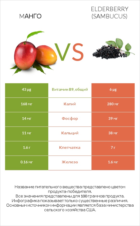 Mанго vs Elderberry infographic