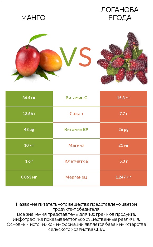 Mанго vs Логанова ягода infographic