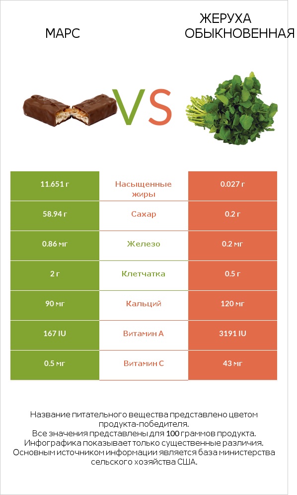 Марс vs Жеруха обыкновенная infographic