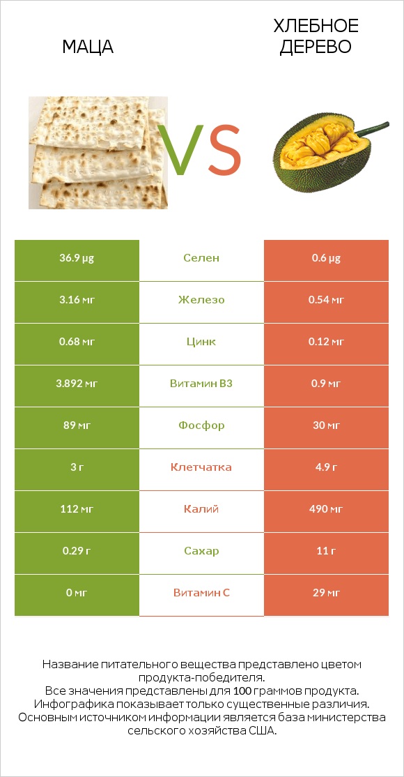 Маца vs Хлебное дерево infographic