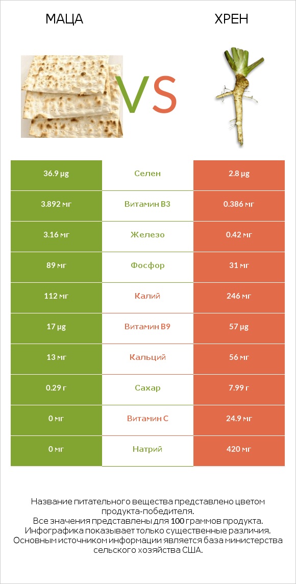 Маца vs Хрен infographic