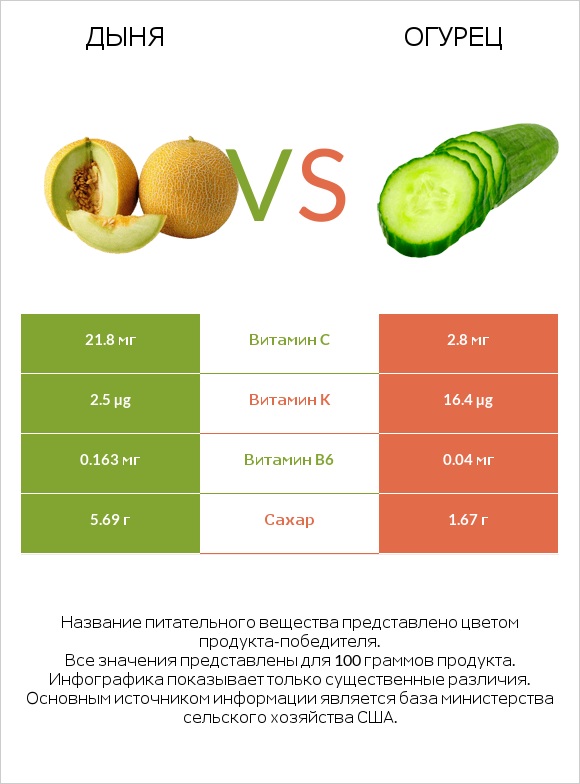 Дыня vs Огурец infographic