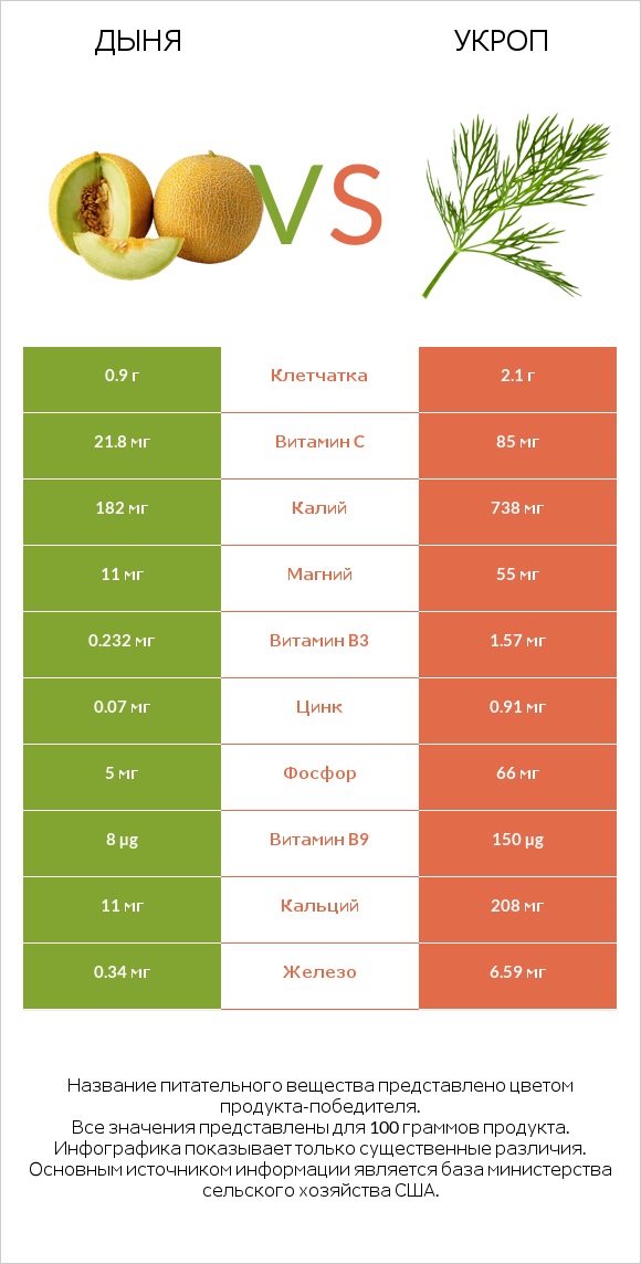 Дыня vs Укроп infographic