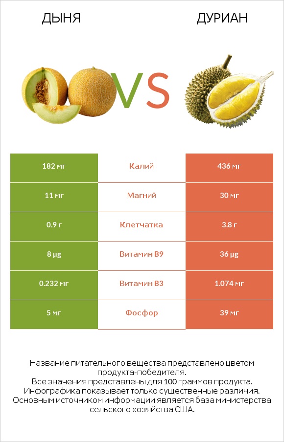 Дыня vs Дуриан infographic