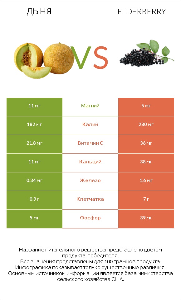 Дыня vs Elderberry infographic
