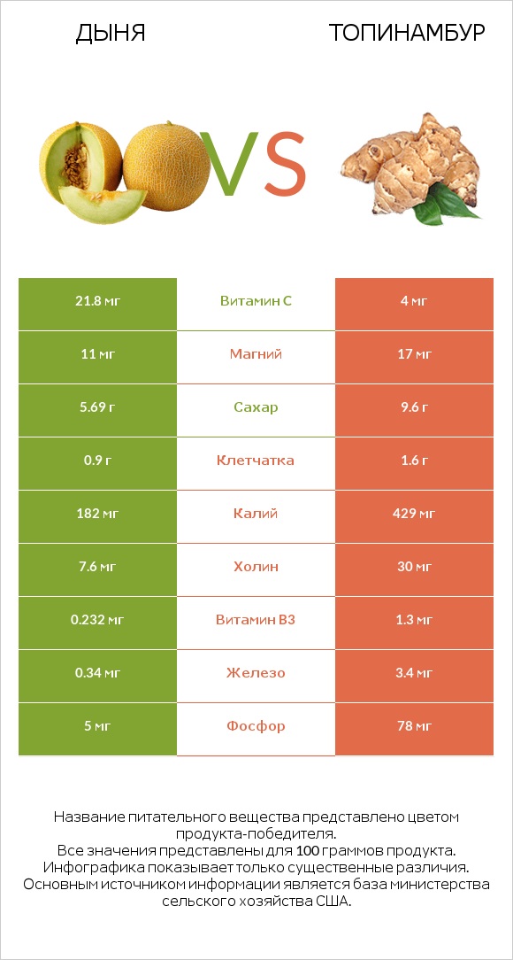 Дыня vs Топинамбур infographic
