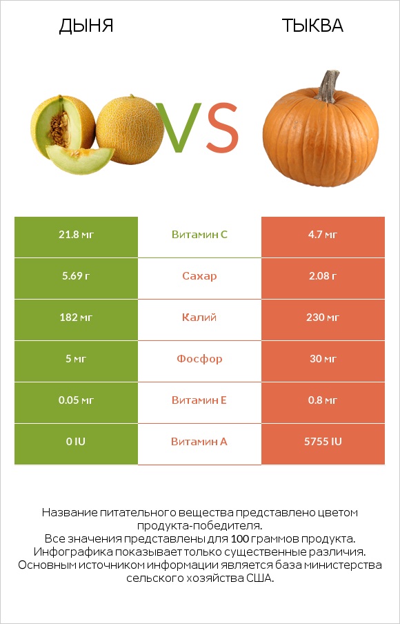 Дыня vs Тыква infographic