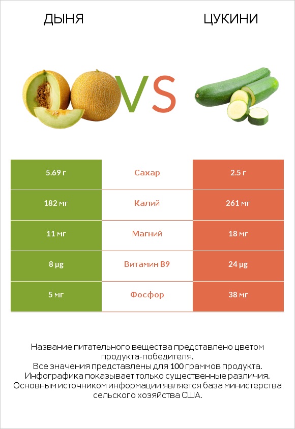 Дыня vs Цукини infographic