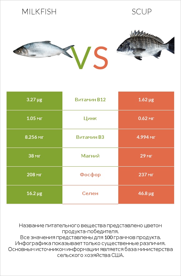 Milkfish vs Scup infographic