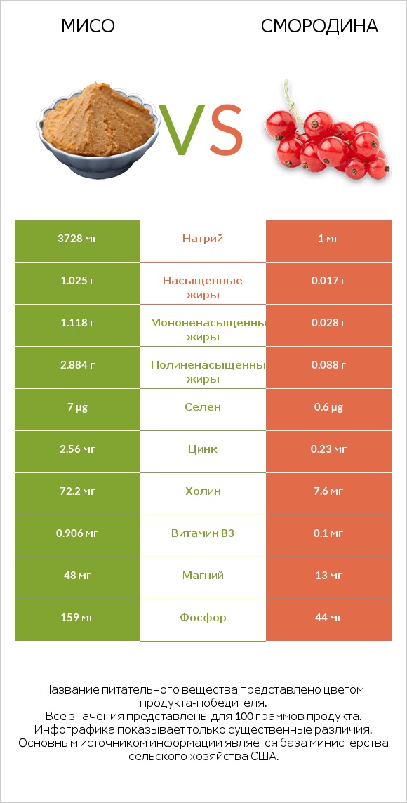 Мисо vs Смородина infographic