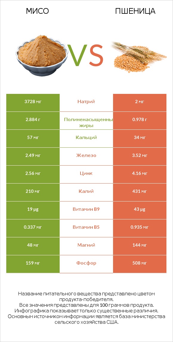 Мисо vs Пшеница infographic
