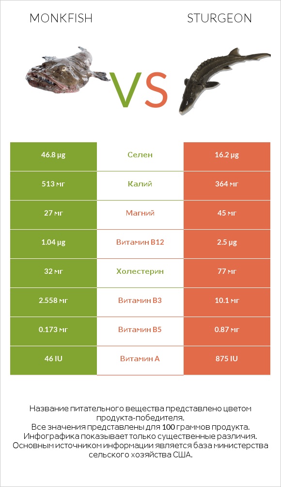 Monkfish vs Sturgeon infographic