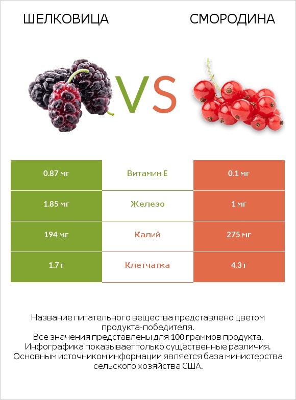 Шелковица vs Смородина infographic