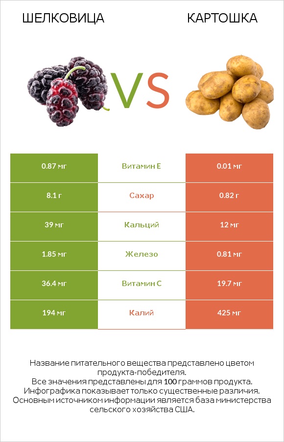 Шелковица vs Картошка infographic